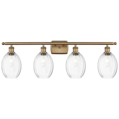 Innovations Lighting Ballston Preston 36"w 4 Light Brushed Brass Vanity W/ Clear Bulb Shade