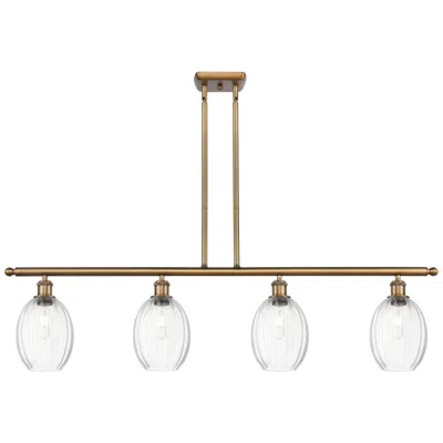 Innovations Lighting Ballston Preston 48"w 4-lt Brush Brass Stem Island W/ Clear Bulb Shade