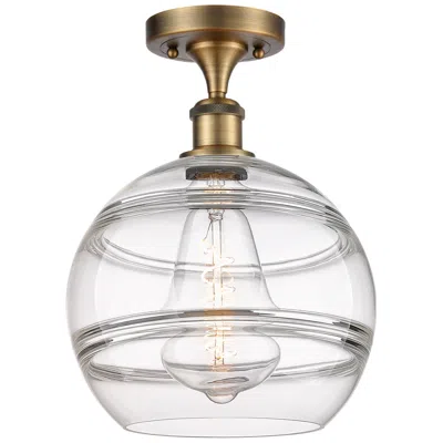 Innovations Lighting Ballston Rochester 10" Wide Brushed Brass Semi-flush Mount With Clear