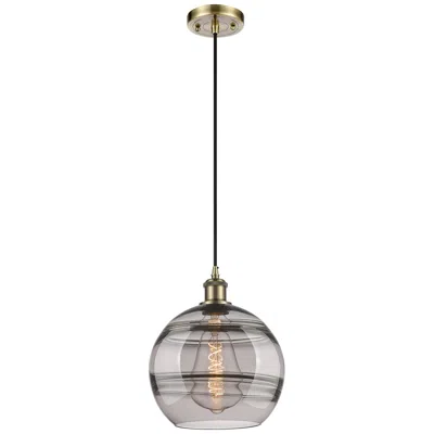 Innovations Lighting Ballston Rochester 10"w Antique Brass Corded Mini Pendant W/ Smoke Sha