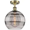 Innovations Lighting Ballston Rochester 10"w Antique Brass Semi-flush Mount W/ Light Smoke In Multi