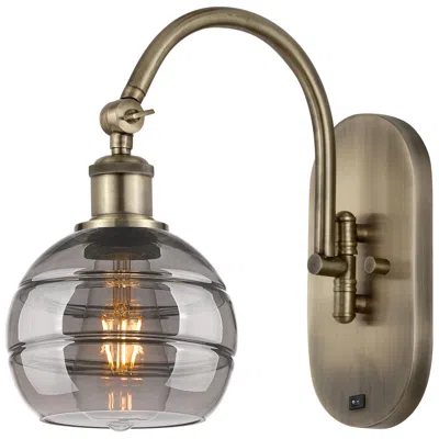 Innovations Lighting Ballston Rochester 11.38"h Antique Brass Adjustable Sconce W/ Smoke Sh