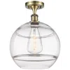 Innovations Lighting Ballston Rochester 12" Wide Antique Brass Semi-flush Mount With Clear In Gold