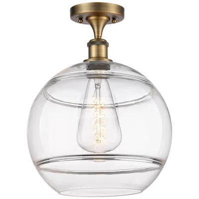 Innovations Lighting Ballston Rochester 12" Wide Brushed Brass Semi-flush Mount With Clear