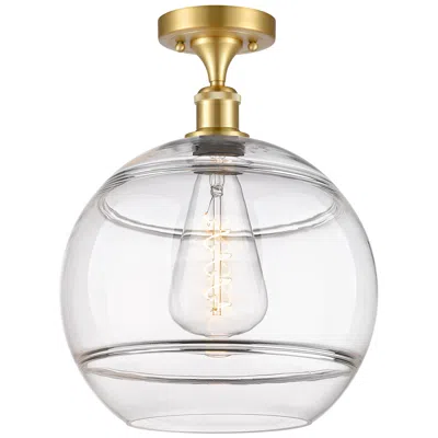 Innovations Lighting Ballston Rochester 12" Wide Satin Gold Semi-flush Mount With Clear Sha