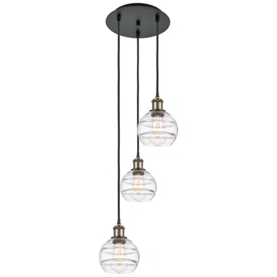 Innovations Lighting Ballston Rochester 12.38"w 3-light Black Brass Cord Pendant W/ Clear S