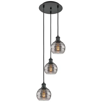 Innovations Lighting Ballston Rochester 12.38"w 3-light Black Corded Pendant W/ Smoke Shade