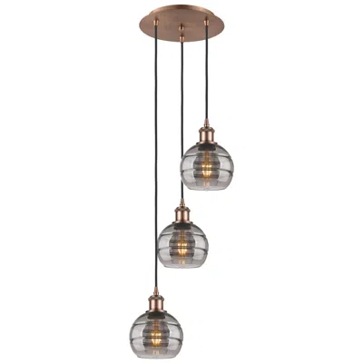 Innovations Lighting Ballston Rochester 12.38"w 3-light Copper Corded Pendant W/ Smoke Shad