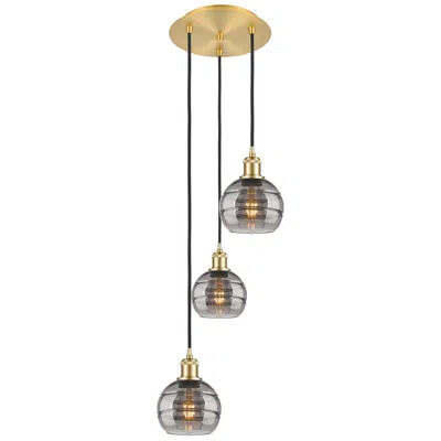 Innovations Lighting Ballston Rochester 12.38"w 3-light Satin Gold Corded Pendant W/ Smoke