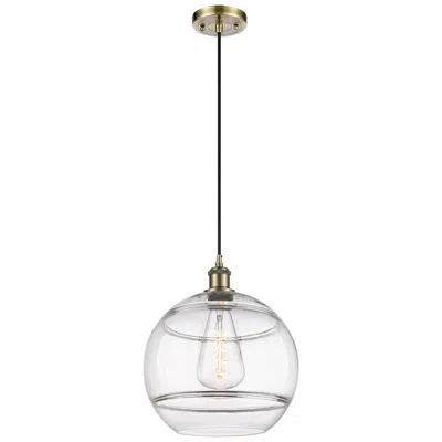 Innovations Lighting Ballston Rochester 12"w Antique Brass Corded Mini Pendant W/ Clear Sha