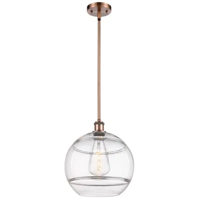 Innovations Lighting Ballston Rochester 12"w Antique Copper Stemmed Mini Pendant W/ Clear S In Gold
