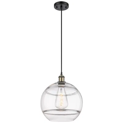 Innovations Lighting Ballston Rochester 12"w Black Brass Corded Mini Pendant W/ Clear Shade