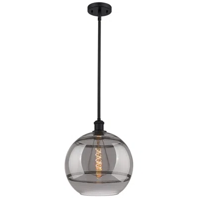 Innovations Lighting Ballston Rochester 12"w Matte Black Stemmed Mini Pendant W/ Smoke Shad