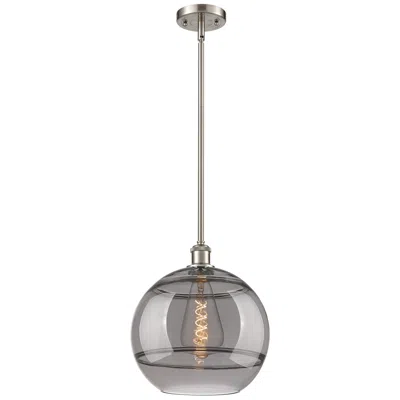 Innovations Lighting Ballston Rochester 12"w Satin Nickel Stemmed Mini Pendant W/ Smoke Sha