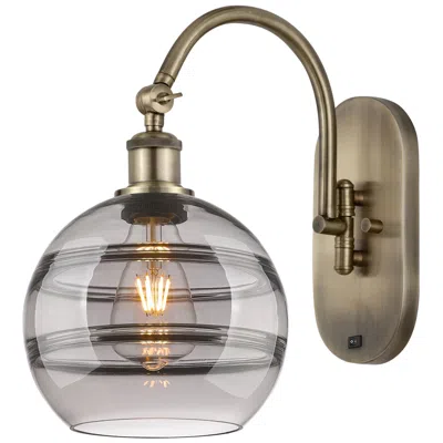 Innovations Lighting Ballston Rochester 13.38"h Antique Brass Adjustable Sconce W/ Smoke Sh