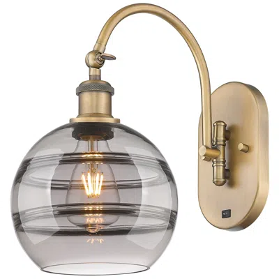 Innovations Lighting Ballston Rochester 13.38"h Brushed Brass Adjustable Sconce W/ Smoke Sh