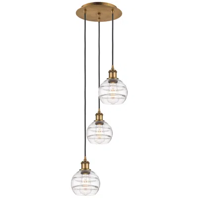 Innovations Lighting Ballston Rochester 13"w 3-light Brushed Brass Cord Pendant W/ Clear Sh