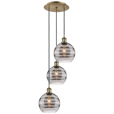 Innovations Lighting Ballston Rochester 14.5"w 3-light Antique Brass Cord Pendant W/ Smoke