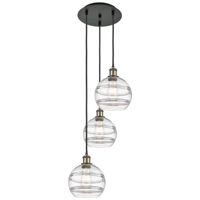Innovations Lighting Ballston Rochester 14.5"w 3-light Black Brass Corded Pendant W/ Clear