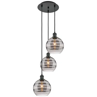 Innovations Lighting Ballston Rochester 14.5"w 3-light Matte Black Corded Pendant W/ Smoke