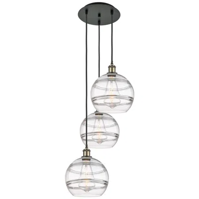 Innovations Lighting Ballston Rochester 16.5"w 3-light Black Brass Corded Pendant W/ Clear