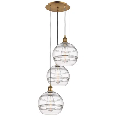 Innovations Lighting Ballston Rochester 16.5"w 3-light Brushed Brass Cord Pendant W/ Clear