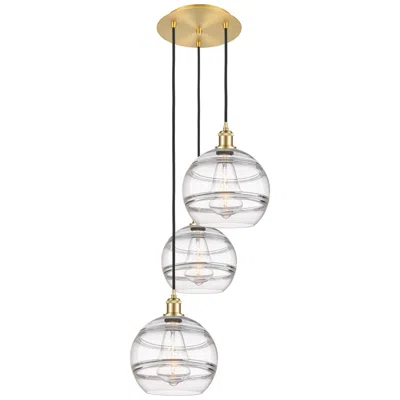 Innovations Lighting Ballston Rochester 16.5"w 3-light Satin Gold Corded Pendant W/ Clear S