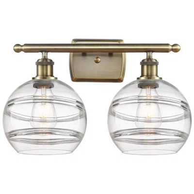 Innovations Lighting Ballston Rochester 18" Wide 2 Light Antique Brass Bath Light W/ Clear