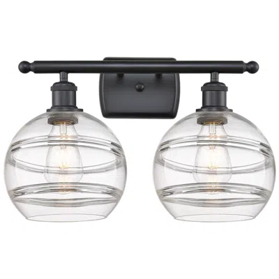 Innovations Lighting Ballston Rochester 18" Wide 2 Light Matte Black Bath Light With Clear