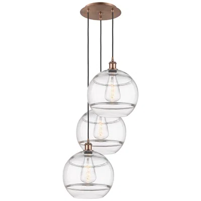 Innovations Lighting Ballston Rochester 18.5"w 3-light Copper Corded Pendant W/ Clear Shade