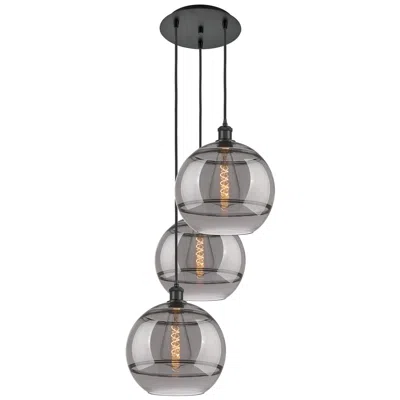 Innovations Lighting Ballston Rochester 18.5"w 3-light Matte Black Corded Pendant W/ Smoke