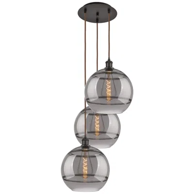 Innovations Lighting Ballston Rochester 18.5"w 3-light Oiled Bronze Cord Pendant W/ Smoke S