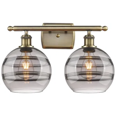 Innovations Lighting Ballston Rochester 18"w 2 Light Antique Brass Bath Light W/ Smoke Shad