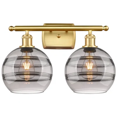 Innovations Lighting Ballston Rochester 18"w 2 Light Satin Gold Bath Light W/ Light Smoke S