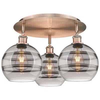Innovations Lighting Ballston Rochester 19.75"w 3-light Copper Flush Mount W/ Light Smoke S