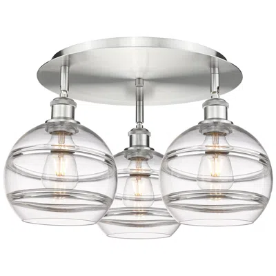 Innovations Lighting Ballston Rochester 19.75"w 3-light Satin Nickel Flush Mount W/ Clear S