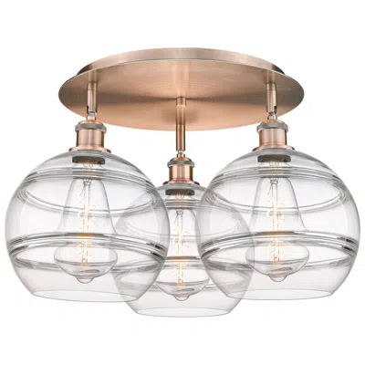 Innovations Lighting Ballston Rochester 21.75"w 3-light Copper Flush Mount W/ Clear Shade