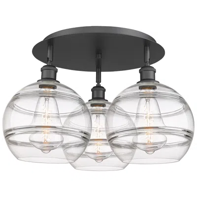 Innovations Lighting Ballston Rochester 21.75"w 3-light Matte Black Flush Mount W/ Clear Sh