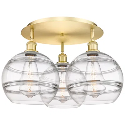 Innovations Lighting Ballston Rochester 21.75"w 3-light Satin Gold Flush Mount W/ Clear Sha