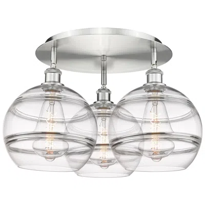 Innovations Lighting Ballston Rochester 21.75"w 3-light Satin Nickel Flush Mount W/ Clear S