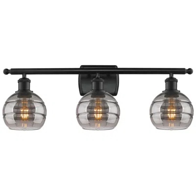 Innovations Lighting Ballston Rochester 25.88"w 3 Light Matte Black Bath Light W/ 6" S