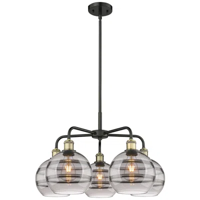 Innovations Lighting Ballston Rochester 26"w 5-light Black Brass Stem Chandelier W/ Smoke S