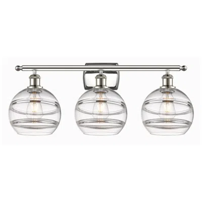 Innovations Lighting Ballston Rochester 28"w 3 Light Polish Nickel Bath Light W/ 8" Cl