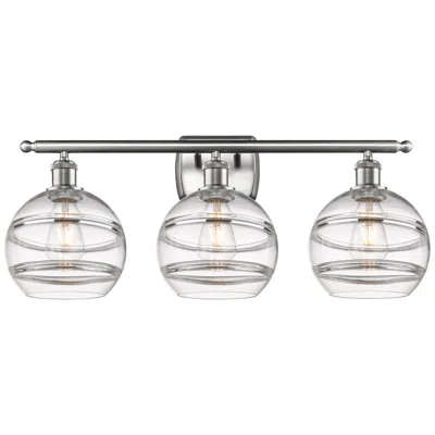 Innovations Lighting Ballston Rochester 28"w 3 Light Satin Nickel Bath Light W/ 8" Cle