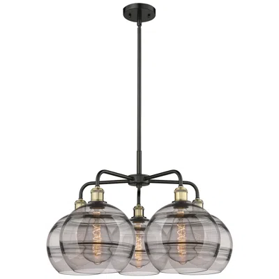 Innovations Lighting Ballston Rochester 28"w 5-light Black Brass Stem Chandelier W/ Smoke S