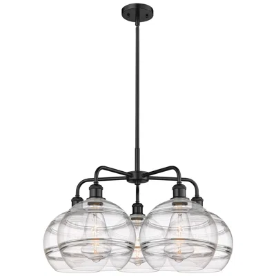 Innovations Lighting Ballston Rochester 28"w 5-light Black Stem Chandelier W/ Clear Shade