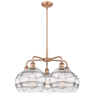 Innovations Lighting Ballston Rochester 28"w 5-light Copper Stem Chandelier W/ Clear Shade