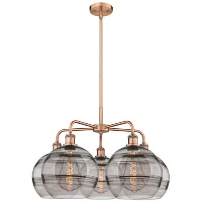 Innovations Lighting Ballston Rochester 28"w 5-light Copper Stem Chandelier W/ Smoke Shade
