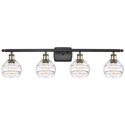Innovations Lighting Ballston Rochester 35.88"w 4-light Black Brass Bath Light W/ Clear Sha