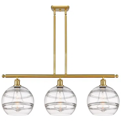 Innovations Lighting Ballston Rochester 36.5"w 3-light Gold Stem Island Light W/ Clear Shad